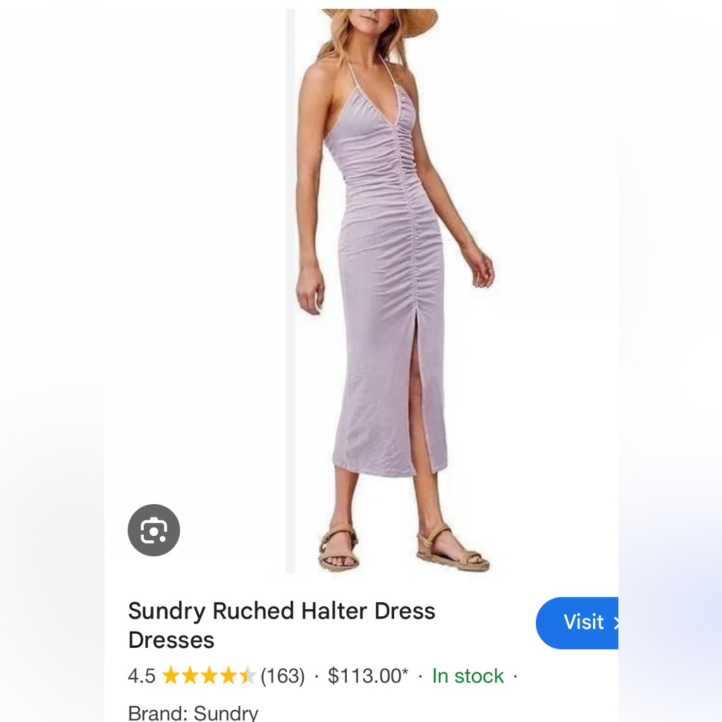Nwt Anthropologie Sundry Summer Ruched Halter Dress In Lavender Sz 1 (8-12)